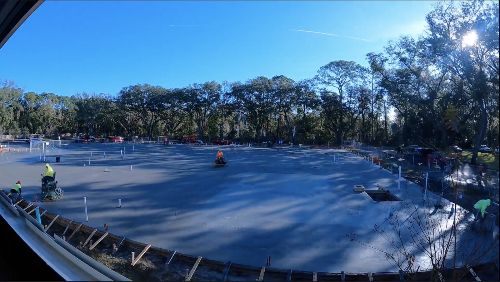 The foundation being poured for the new church building
